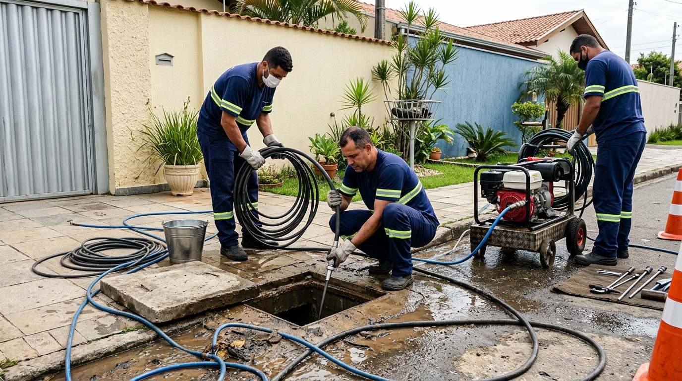Desentupimento de esgoto residencial em Montes Claros-MG